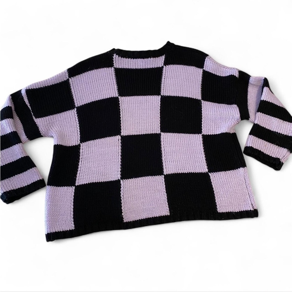 Ragged Priest Buddy Hearts Purple and Black Crewneck Knit Sweater - Picture 6 of 8